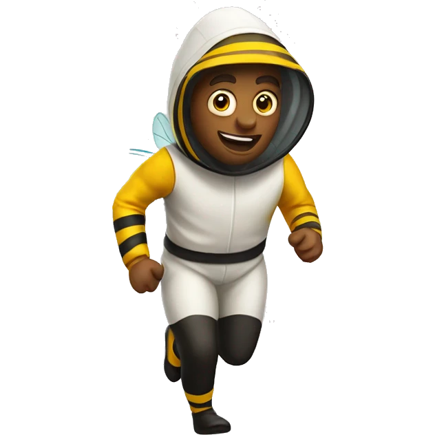 a man in a bee keeper suit running emoji