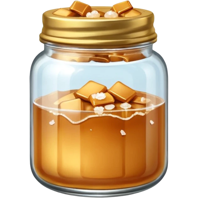 Salted caramel jar with small peaces of salt and without face emoji  emoji