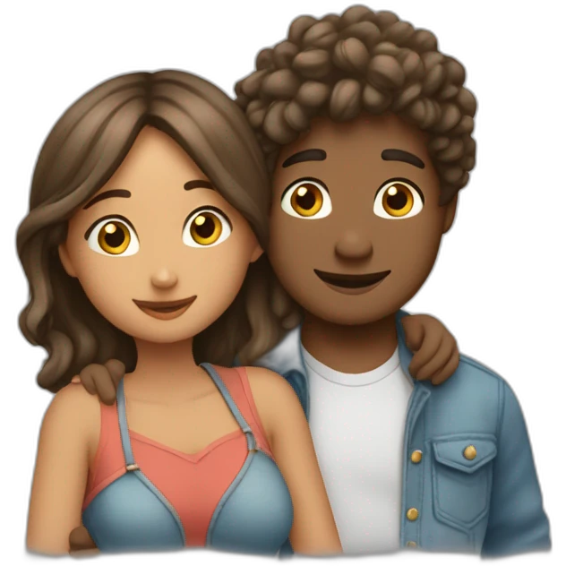 Couple hug each other ￼ emoji