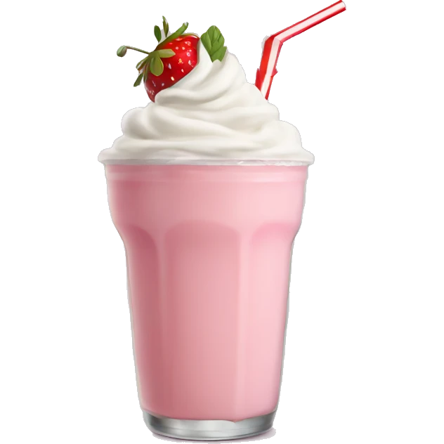 strawberry milkshake with a straw emoji