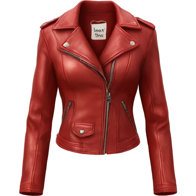 Hyper Realistic isolated open candy apple red feminine fashion leather jacket. emoji
