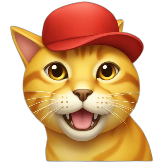 yellow cat with a red hat emoji