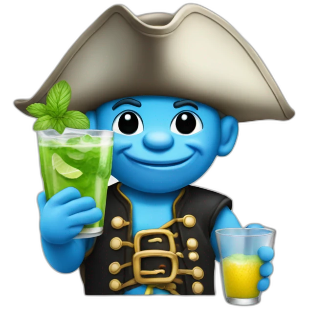 smurf pirate drinking mojito emoji