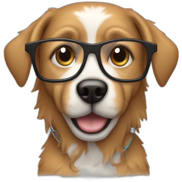 Human Coding with glasses and a dog on your computer emoji