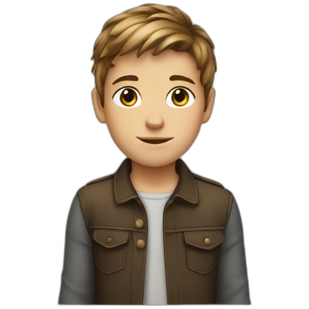 White child boy with  hair brown until shoulder emoji