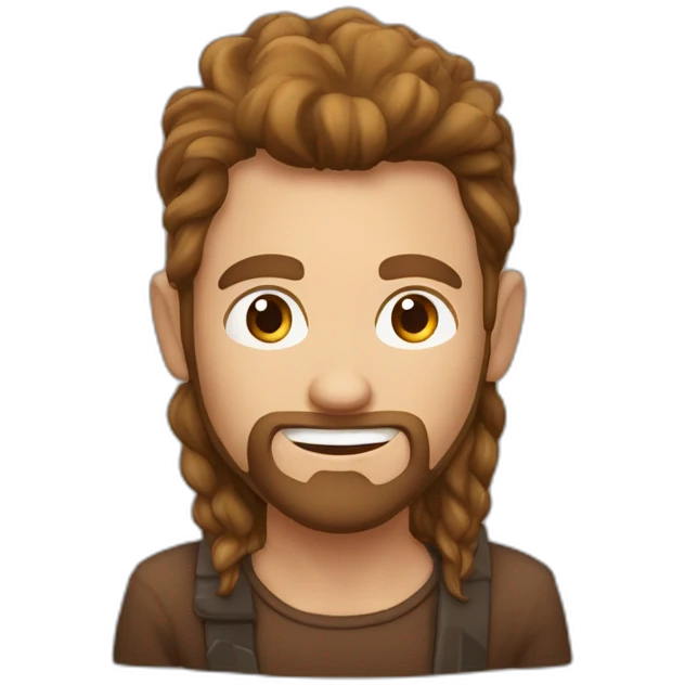 Een vreemde man met bruin haar die lang is met een zonebril emoji