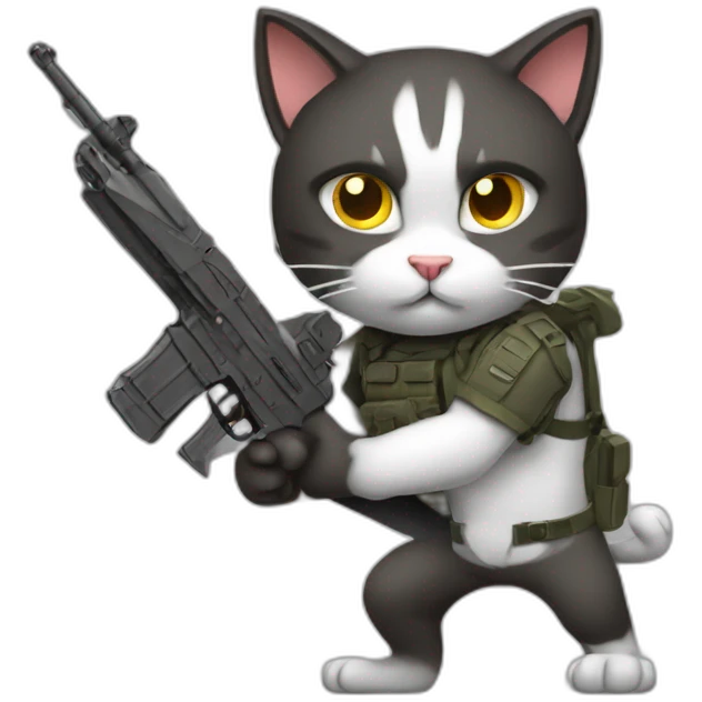 Armed cat with a weapon in its hand emoji