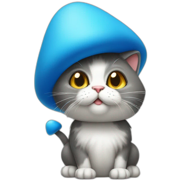 A smurf cat with mushroom hat emoji