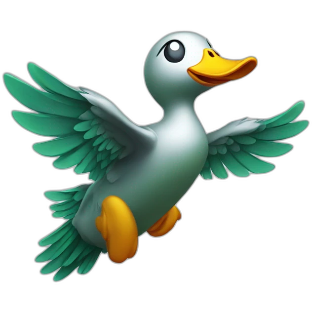 Flying duck with a lazer gun emoji