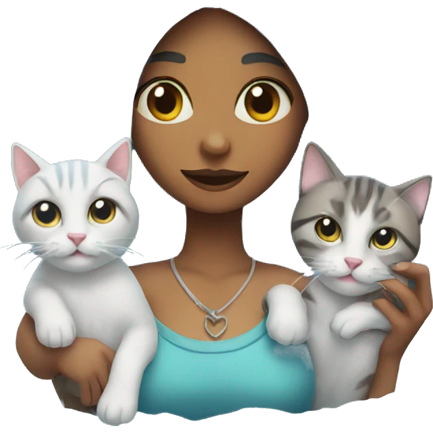 Girl with three cats in ice cube  emoji