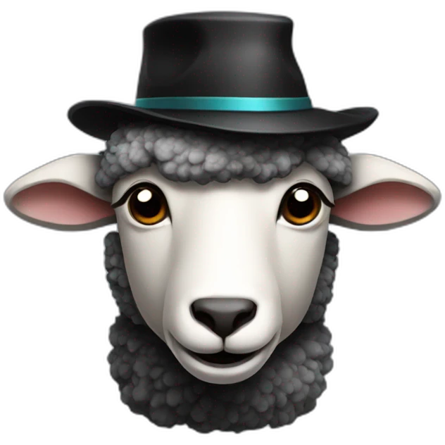 a black wooled sheep with a doctors hat emoji