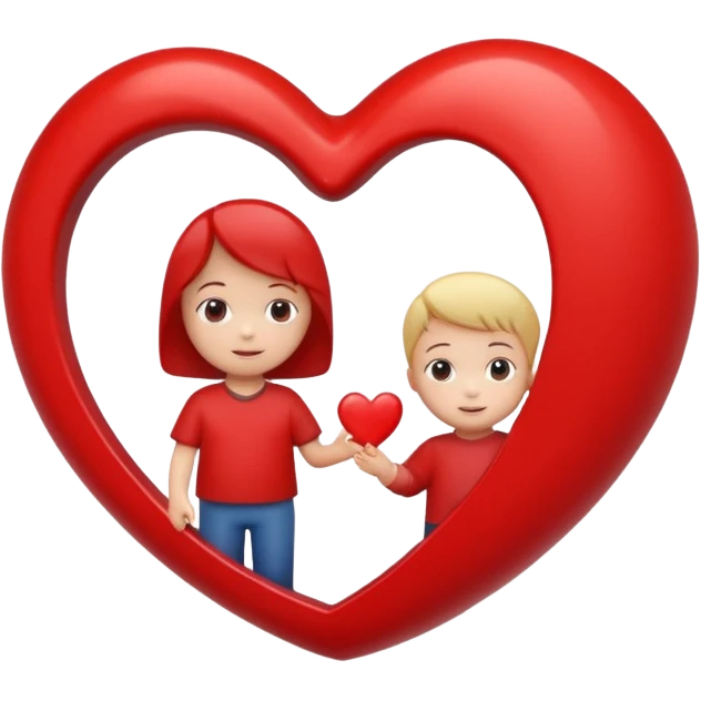 heart with a small child figure inside emoji