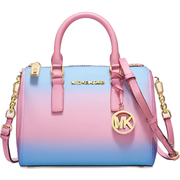 Realistic isolated pastel pink,pastel blue,bubblegum pink,and periwinkle ombre Michael Kors satchel purse.  emoji