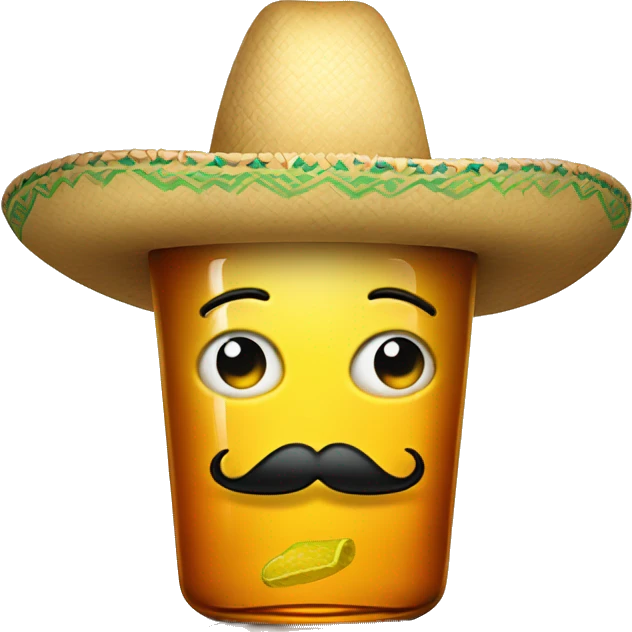 tequila bottle with sombrero and mustache     emoji