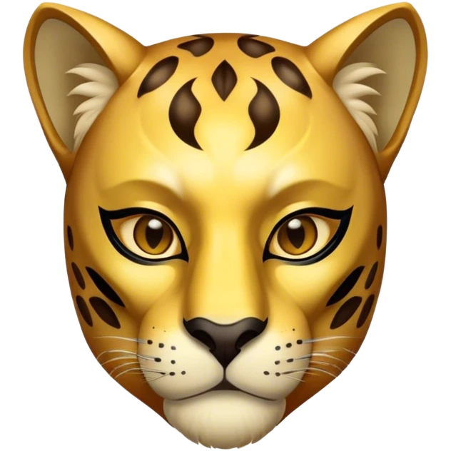 A Man with half-face golden panther mask emoji