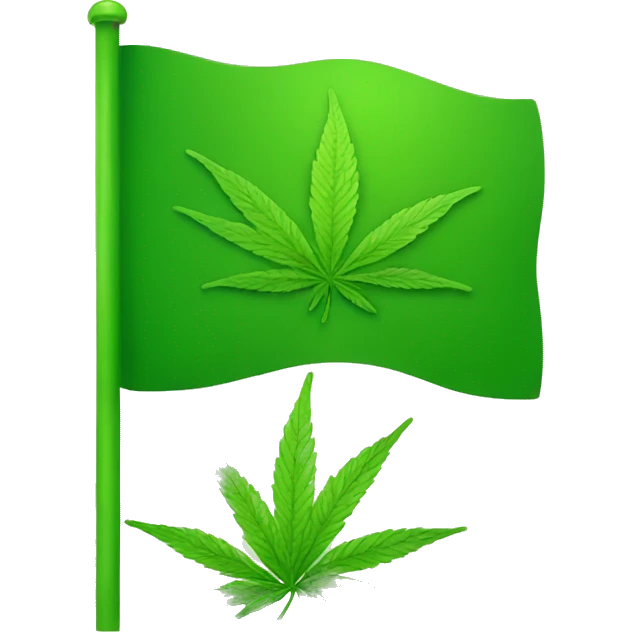 green flag with weed leaf  emoji
