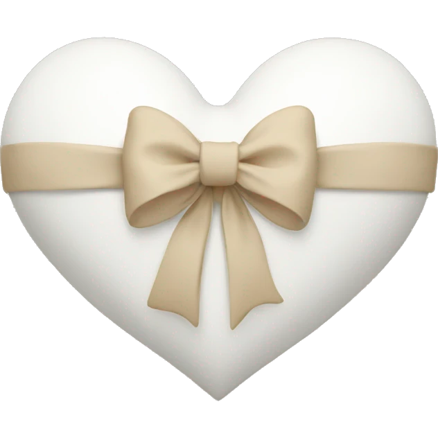 white heart with beige bow emoji