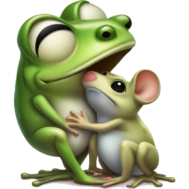Frog kissing mouse emoji