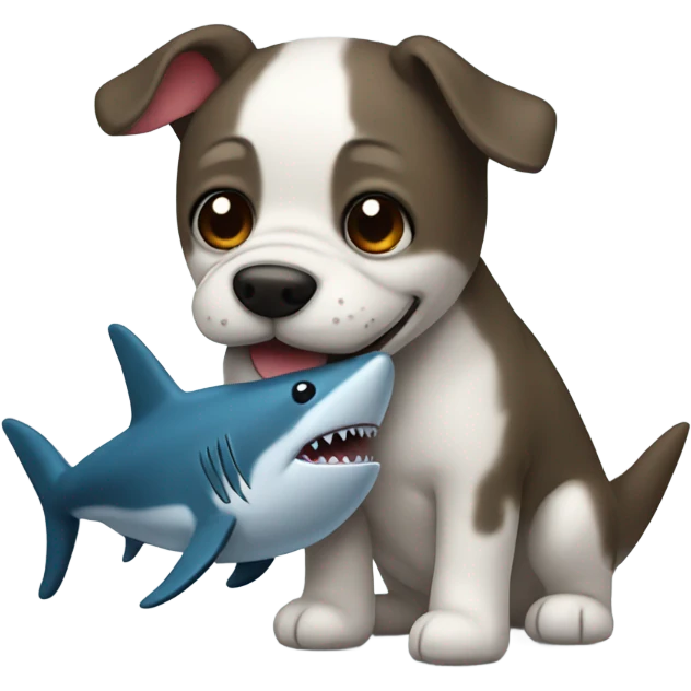 Dog with a shark plushie emoji