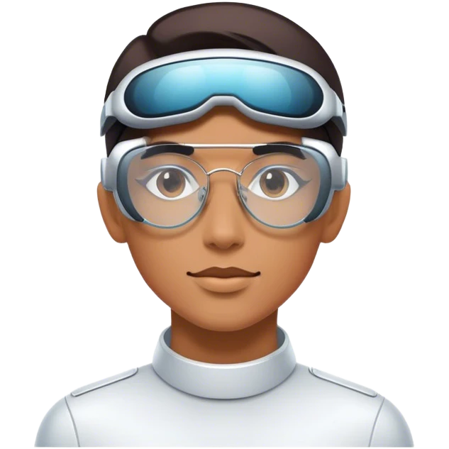 Technology glasses with a futuristic design, sleek and modern, worn by a person to represent innovation and advanced technology emoji