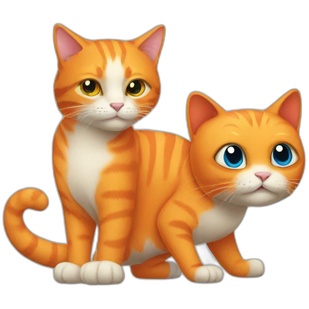 orange cat and a blue lizard emoji
