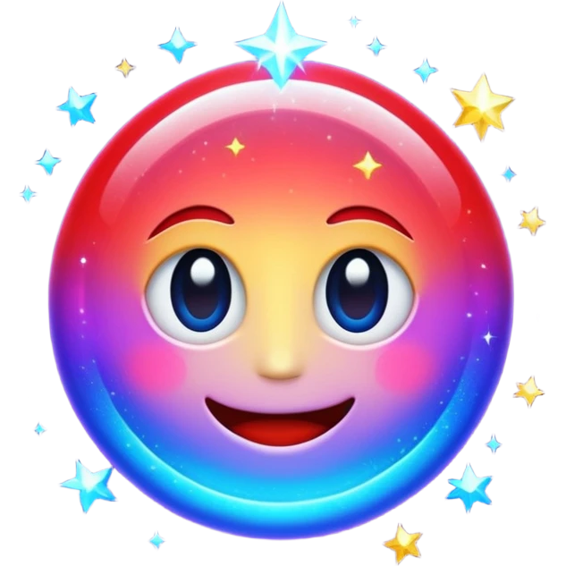 Animated sparkling shimmers red purple blue emoji