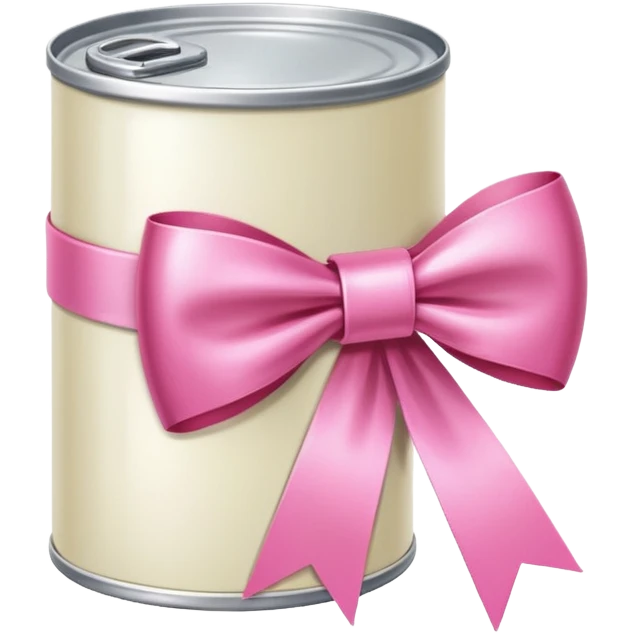 cream can with pink ribbon emoji