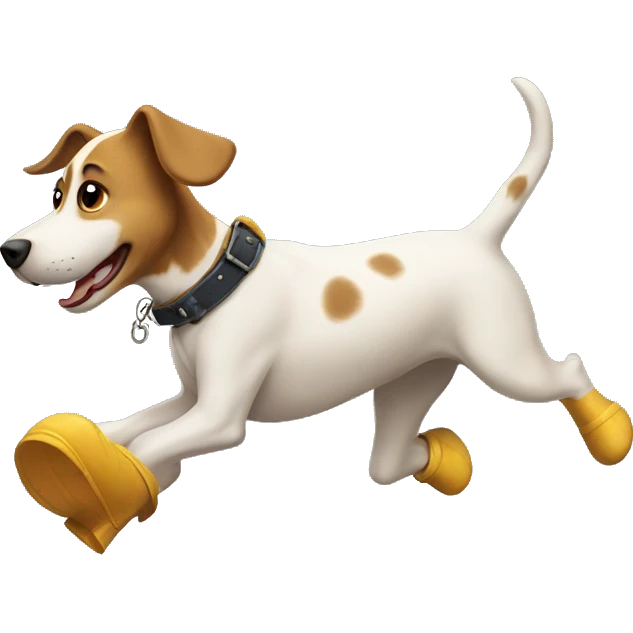Dog running with boots on  emoji