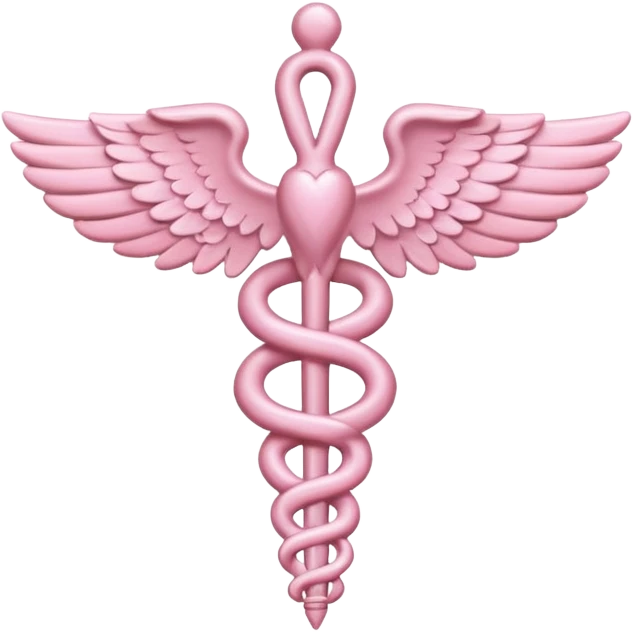 caduceus symbol, soft pastel pink, iOS emoji style, variation 4 emoji