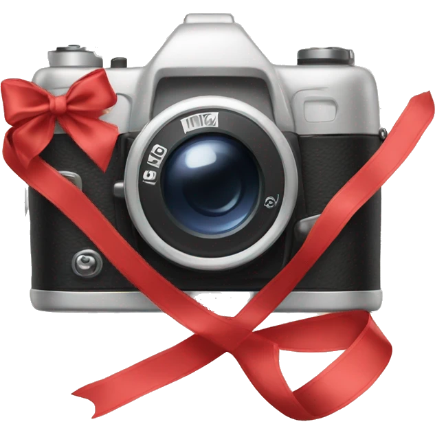 Camera with ribbon emoji