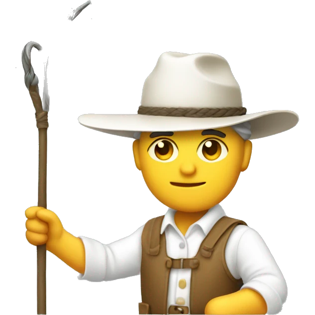 farmer with a whip and white pointy hat emoji