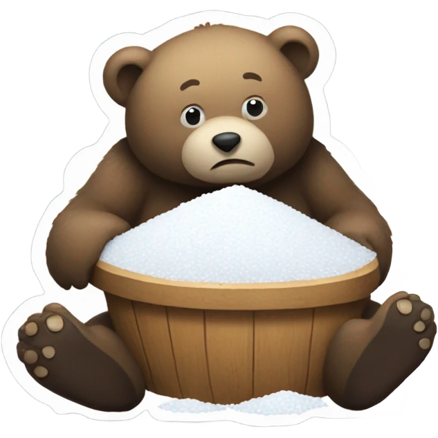 a bear with a pile of salt emoji