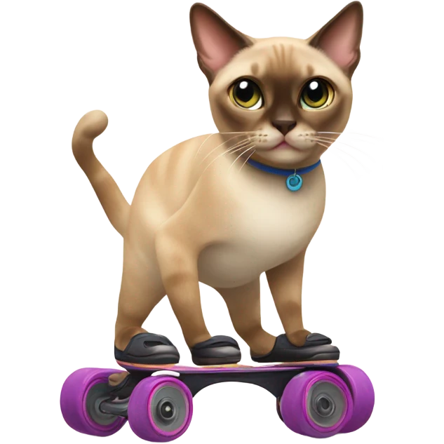 A cinnamon point Siamese cat roller scating emoji