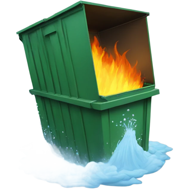 dumpster fire being washed away in a flood emoji