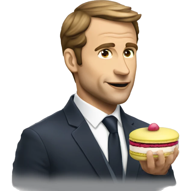 Macron qui mange un macaron emoji