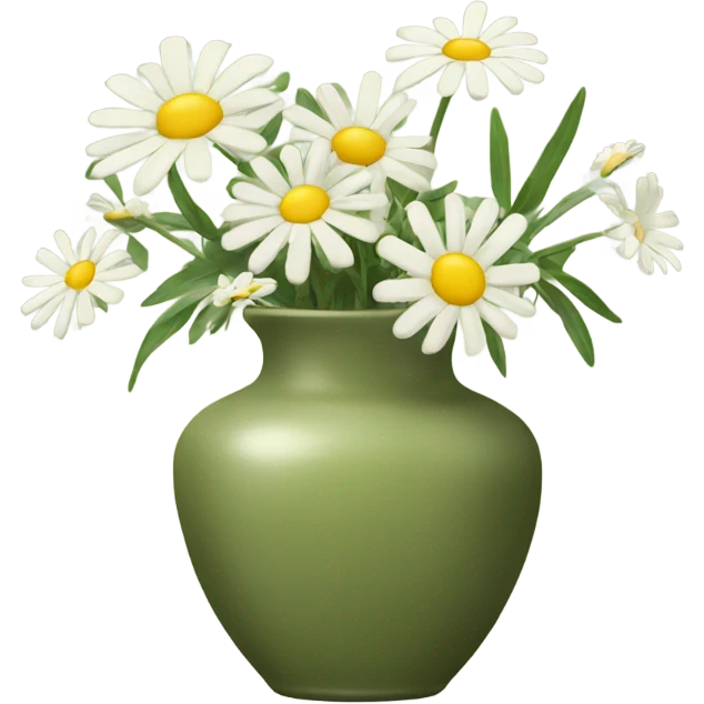olive green Vase with daisies emoji