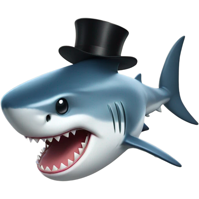 Shark with a top hat emoji