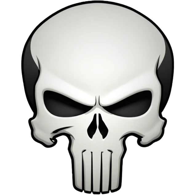 Punisher skull logo, white skull on black background emoji