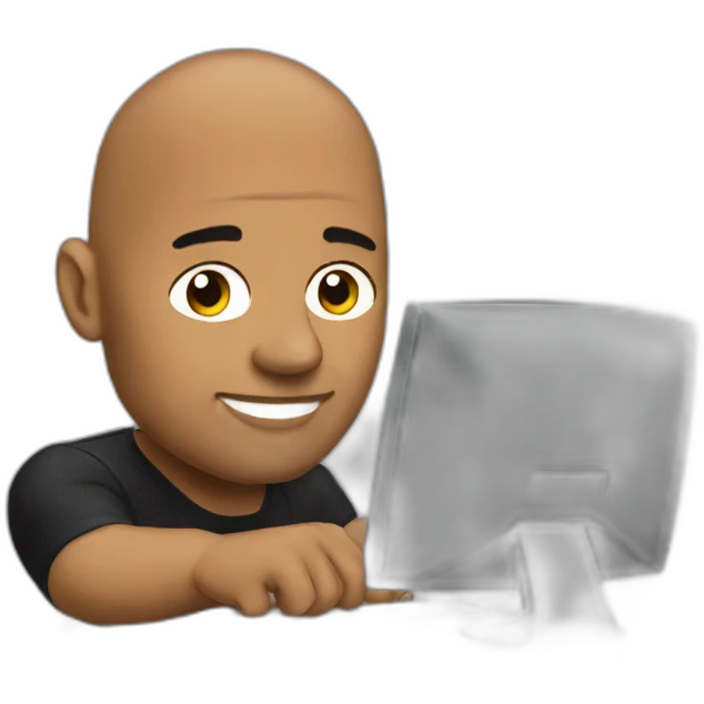 The rock working on a computer emoji