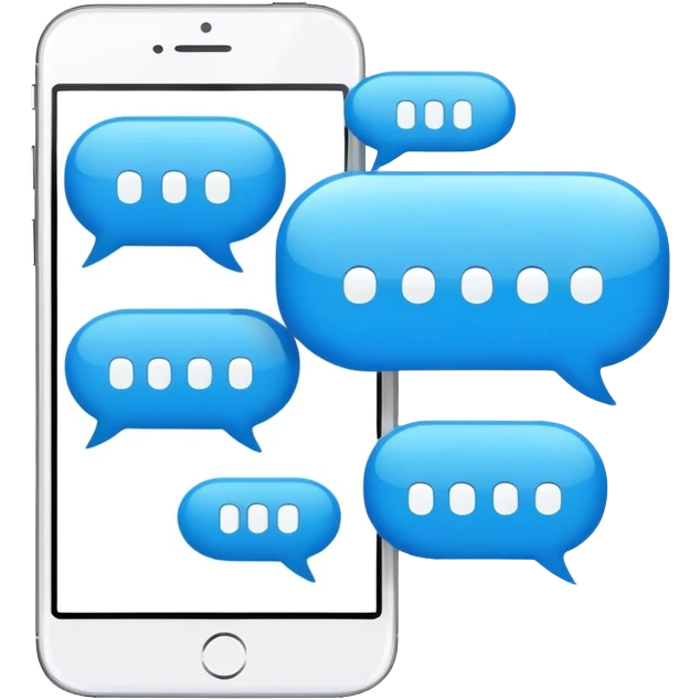 smartphone with text message bubbles emoji