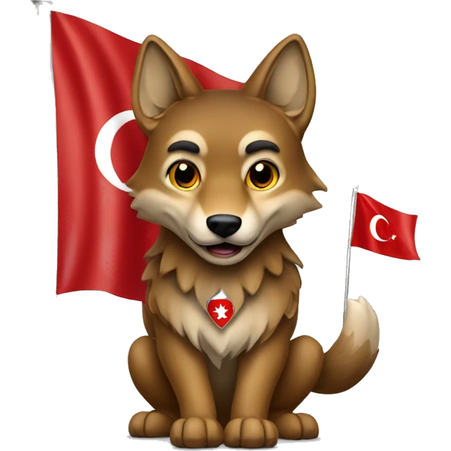 A red wolf waves the Turkish flag emoji