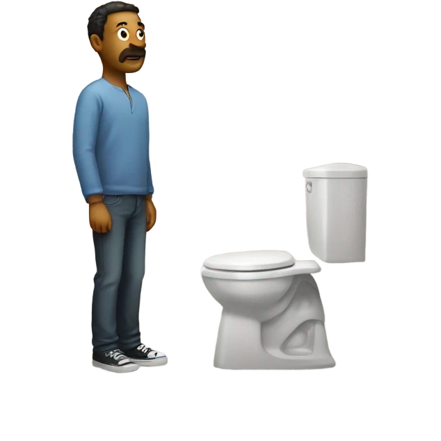 Man standing in the bathroom with blunt emoji
