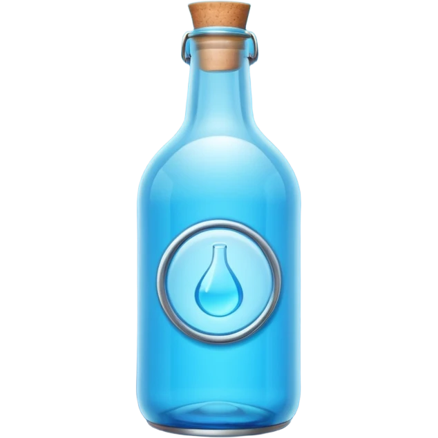 a neon blue motion tiled to the left with a round glass bottle no handle emoji