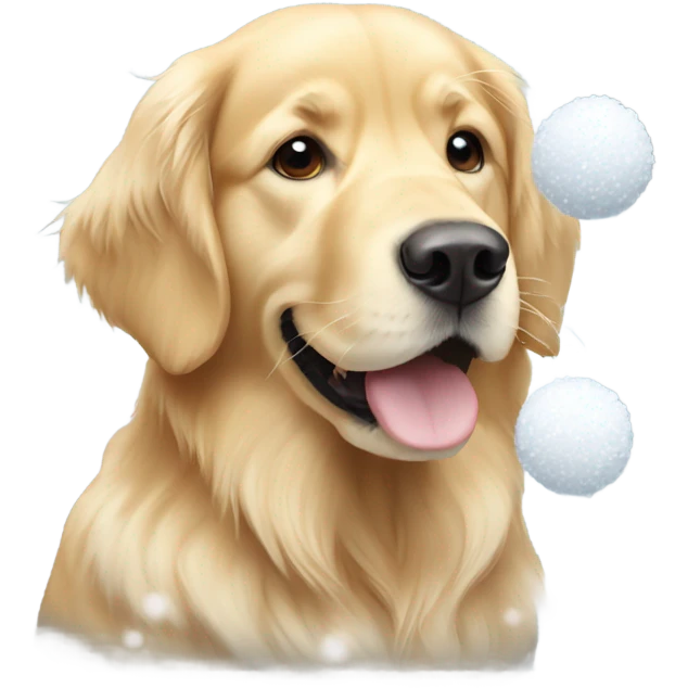 Full Golden retriever with snow balls emoji