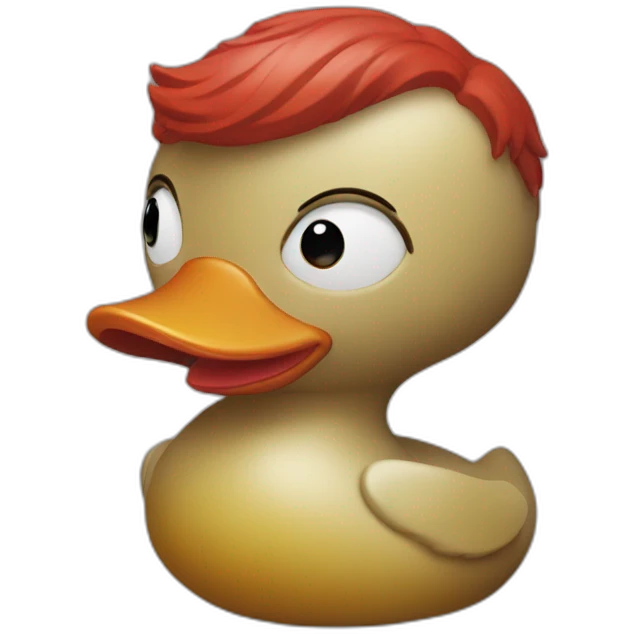 Rubber duck with a red beard emoji
