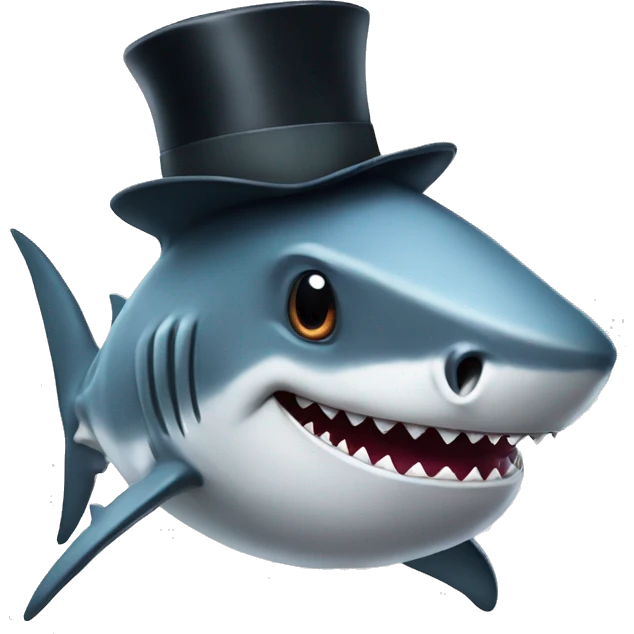 Shark with a top hat emoji