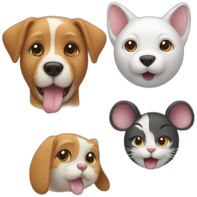 cat, dog and mouse emoji