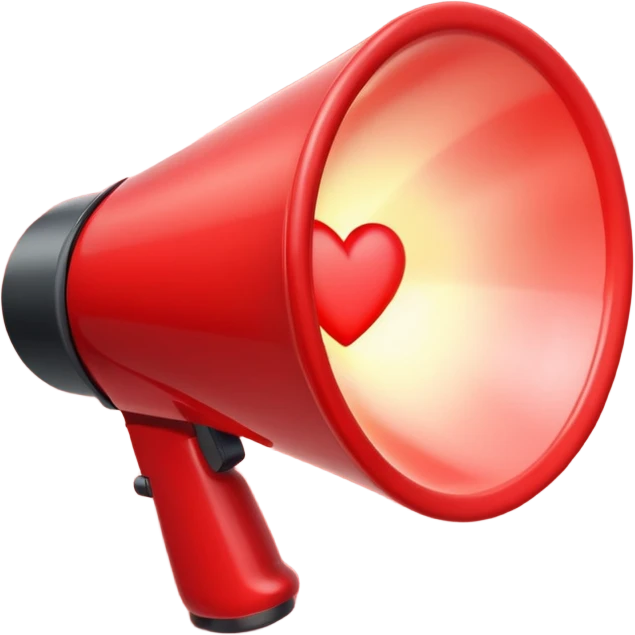 megaphone with a glowing heart coming out emoji