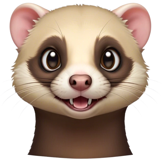 Cinematic Comical sable ferret Portrait Emoji, Head tilted dramatically with an exaggeratedly shocked expression, featuring a slender, wiggly body and a distinct sable ferret head with a pointed snout and small ears, with wide, hilariously expressive eyes full of humorous disbelief, Simplified yet hilariously expressive features, highly detailed, glowing with a slightly sassy natural glow, high shine, dramatic yet playful, stylized with an air of quirky charm, soft glowing outline, capturing the essence of a meme-worthy sable ferret that looks ready to scamper into viral fame! emoji
