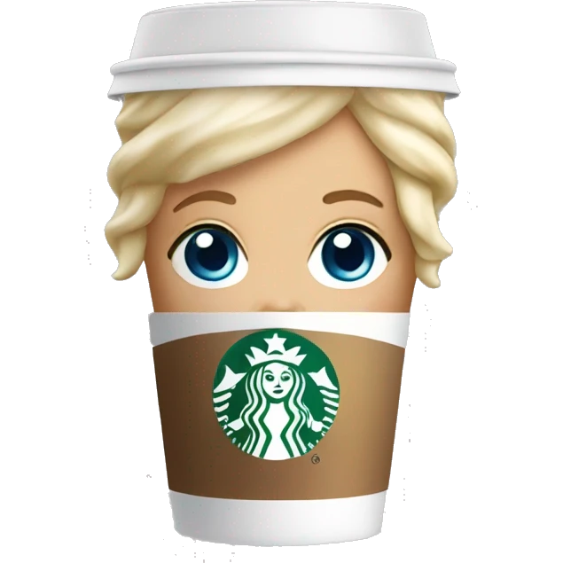 Starbucks cup drink with blonde girl blue eyes  emoji